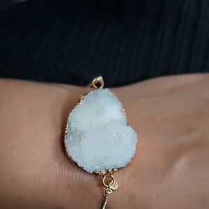 Gold and White Druzy Bracelet